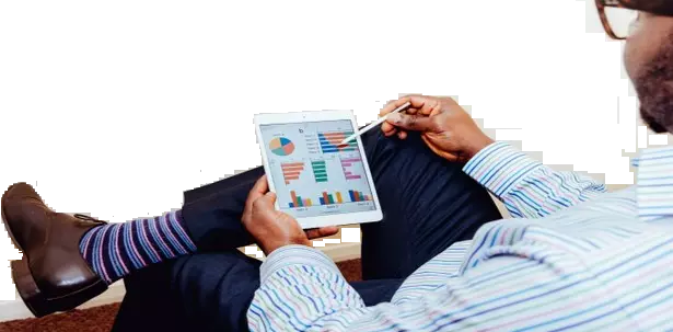 image of digital marketer walking over customer
